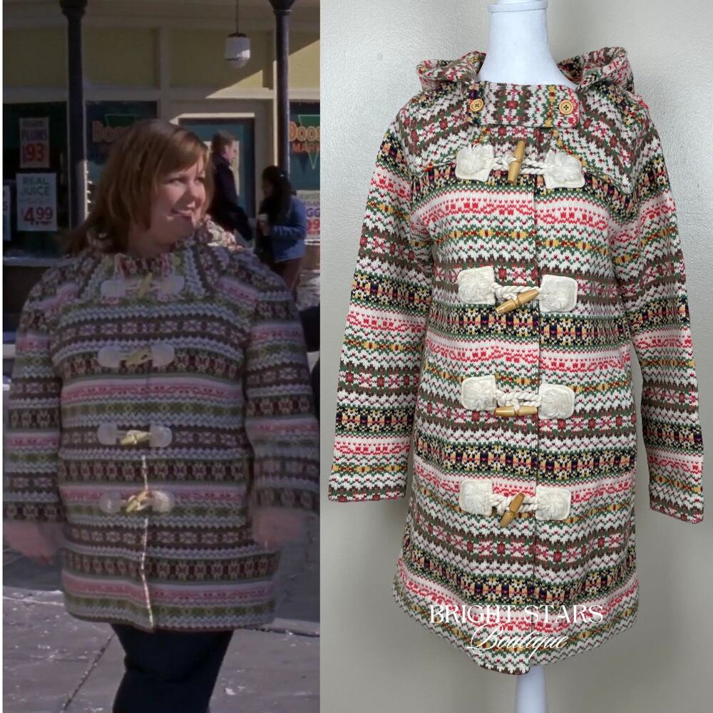 Rare Fair Isle Duffle Coat ASO Sookie Gilmore Girls Multicolor Womens Small Knit